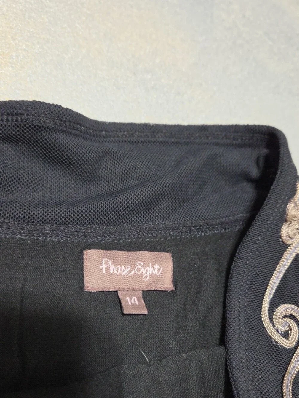 Black A-Line Skirt with Silver Embroidered Motif